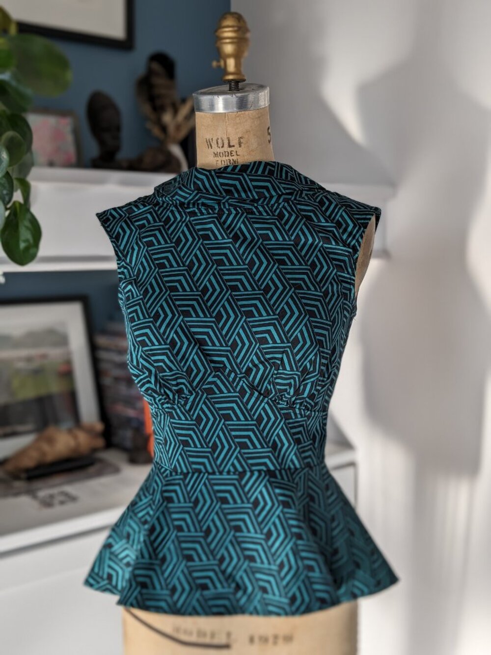 Handmade Peplum Top with allover tribal print
